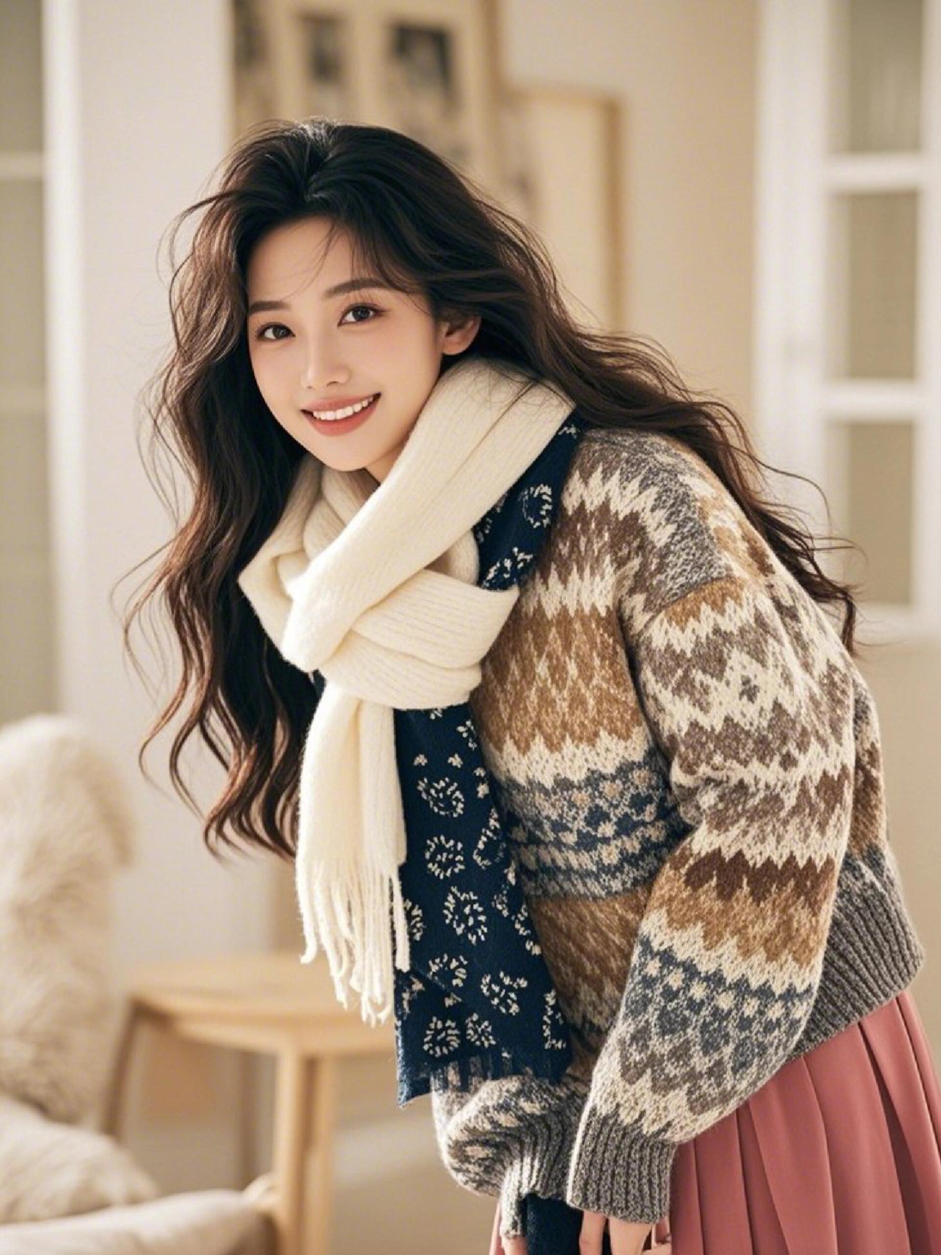 必学!多彩毛衣+粉裙的冬日神仙穿搭 必学!多彩毛衣+粉裙的冬日神仙穿搭