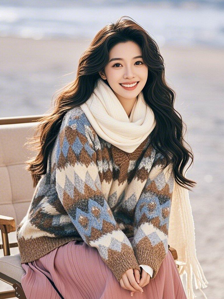 必学!多彩毛衣+粉裙的冬日神仙穿搭 必学!多彩毛衣+粉裙的冬日神仙穿搭